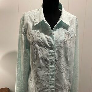 Roper western ladies mint green with silver threads XL